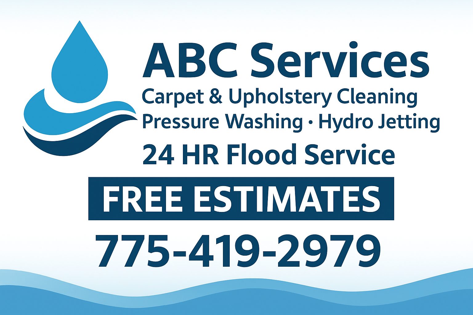 ABC Services carpet and upholstery cleaning, pressure washing, hydro jetting and 24-hour flood service